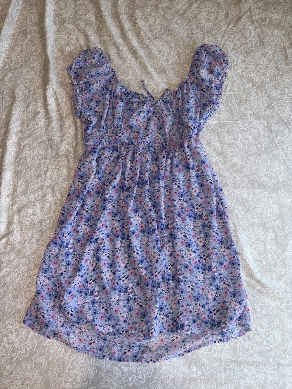 Almost Famous baby doll Blue purple lavender Floral Babydoll Dress Large
